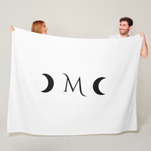 Moderne Crescent Moons weiß und schwarz Monogramm Fleecedecke (Beispiel)
