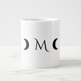Moderne Crescent Moons weiß und schwarz Monogramm Jumbo-Tasse