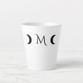 Moderne Crescent Moons weiß und schwarz Monogramm Milchtasse