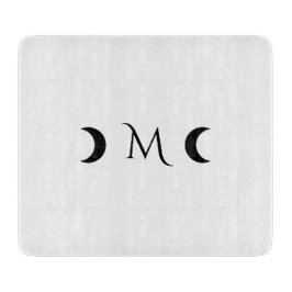 Moderne Crescent Moons weiß und schwarz Monogramm Schneidebrett