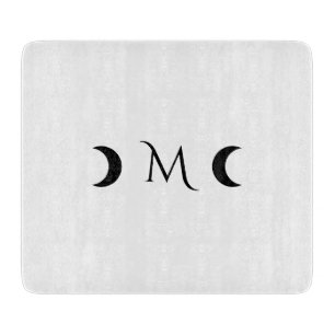 Moderne Crescent Moons weiß und schwarz Monogramm Schneidebrett