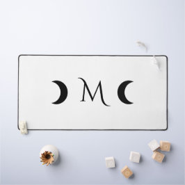 Moderne Crescent Moons weiß und schwarz Monogramm Schreibtischunterlage