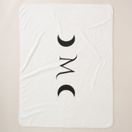 Moderne Crescent Moons weiß und schwarz Monogramm Sherpadecke