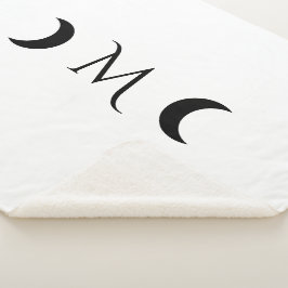 Moderne Crescent Moons weiß und schwarz Monogramm Sherpadecke