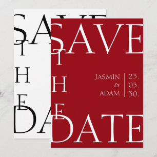 Moderne Crimson Red Minimal Typografy Wedding Save The Date