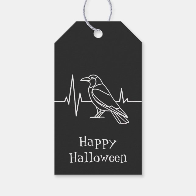 Moderne Crow & heart rate, minimalistisch, Hallowe Geschenkanhänger (Vorderseite)