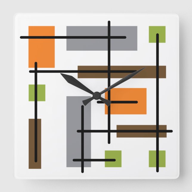 Moderne Cubicle Art aus dem Mittelalter Quadratische Wanduhr (Vorderseite)