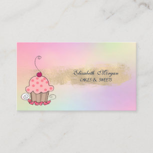 Moderne Cupcake-Bäckerei-Pinselstrich Holografisch Visitenkarte
