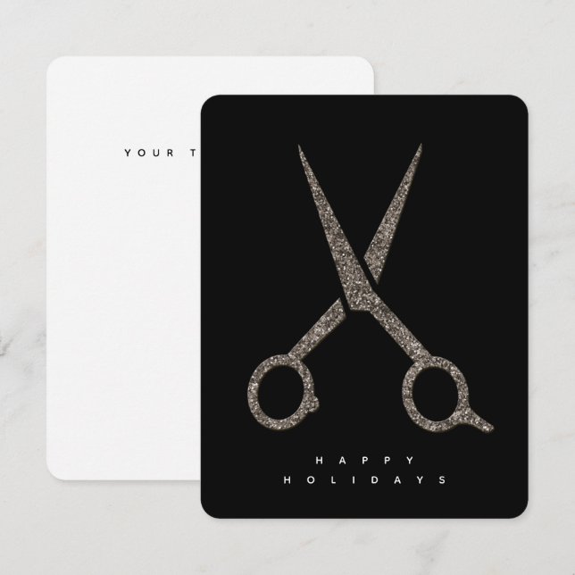 moderne CUSTOM Glitzer-Schere Friseurkarte Einladung (Vorne/Hinten)