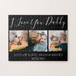 Moderne Custom I Liebe You Daddy | 3 FOTO<br><div class="desc">Dieses stilvolle 3-Foto-Puzzle ist das ideale Geschenk für Ihren Vater, Ihren Stiefvater oder Ihren Großvater. Das Puzzle enthält den Text 'I LIEBE YOU DADDY, LOTS OF LIEBE, HUGS & KISSES XOXOXO', sowie 3 Ihrer Lieblingsfotos. Der Schriftart ist leicht zu bearbeiten und die Stile, Größen und Farben können nach der Personalisierung...</div>