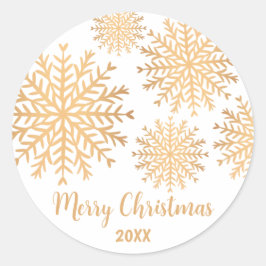 Moderne Custom Imitats Gold Snowflake Frohe Weihna Runder Aufkleber