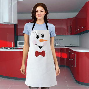 Moderne Cute Custom Snowman visage tablier arc cra