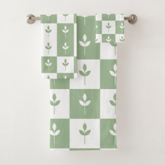 Moderne Cute sauge vert et blanc feuille motif
