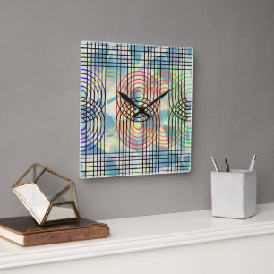 Moderne Cyberpunk-Geometrie-Op-Art-Wanduhr Quadratische Wanduhr