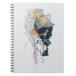 Moderne Cyberpunk-Totenkopf-Mixed-Media-Notizbuch Notizblock