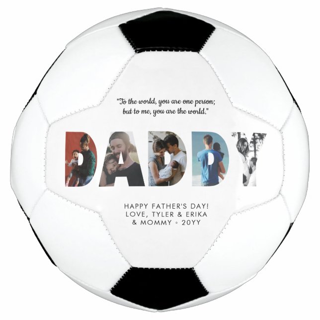 Moderne DADDY Foto Collage Chic Happy Vatertag Fußball (Vorderseite)