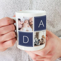 Moderne Daddy Foto Collage Custom Giant Coffee Tas