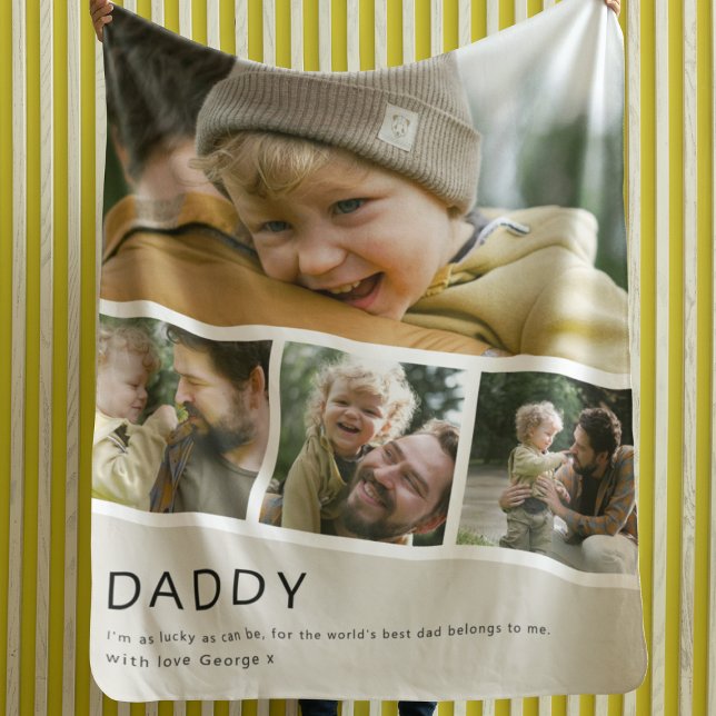 Moderne Daddy-Foto-Streifen-Collage Fleecedecke (Von Creator hochgeladen)