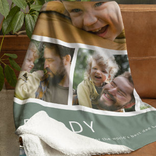 Moderne Daddy-Foto-Streifen-Collage Grün Fleecedecke