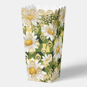 Moderne Daisy-Blumen-Schachbrett Gold-Glitter Geschenkschachtel
