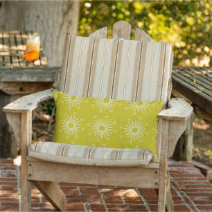Moderne Daisy Floral Chartreuse und Elfenbein Kissen Für Draußen