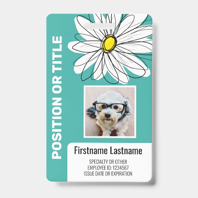 Moderne Daisy mit Foto, Logo Mitarbeiter ID Ausweis (Vorderseite)