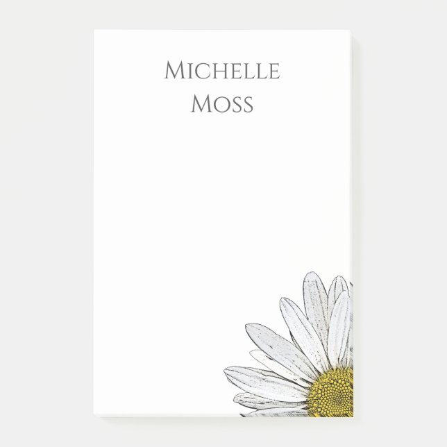 Moderne Daisy Trendy Gray Typografie Post-it Klebezettel (Vorderseite)
