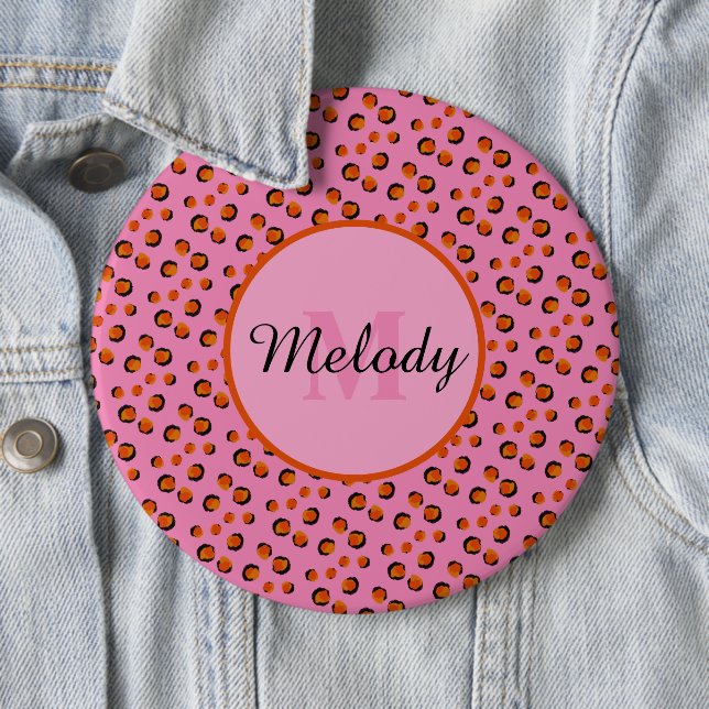 moderne dalmatiner Gepard Tierdruck Monogramm  Button (Beispiel)