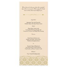 Moderne Damask im Elfenbeingoldene Hochzeitsmenü