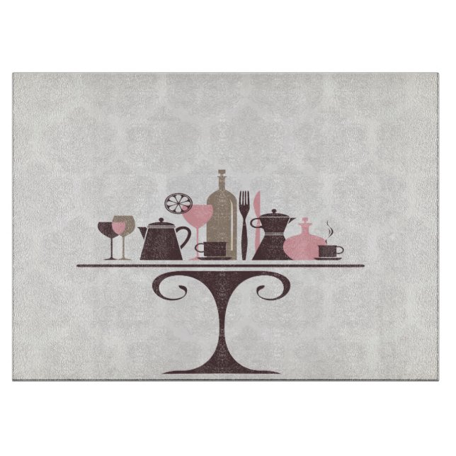 Moderne Damask Kitchenware Cutting Board Schneidebrett (Vorderseite)