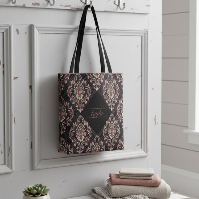 Moderne Damask Rose Gold und Glitzer Tasche (Von Creator hochgeladen)