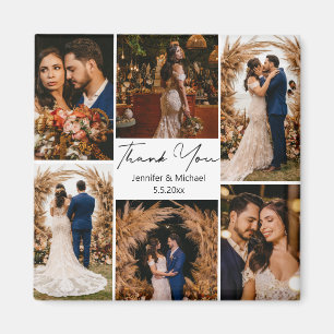 moderne Dankeschön 6 Fotos Collage Hochzeit Magnet
