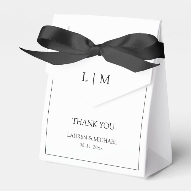 Moderne Dankeschön an Black & White Monogram Weddi Geschenkschachtel (Vorderseite)
