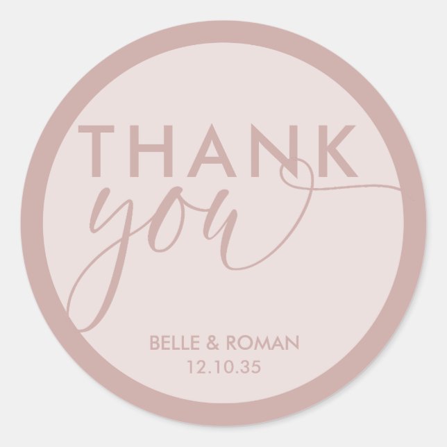 Moderne Dankeschön an die Calligrafy Rose Gold Runder Aufkleber (Vorderseite)