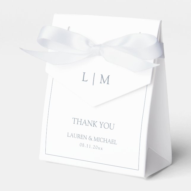 Moderne Dankeschön an Dusty Blue Monogram Wedding Geschenkschachtel (Vorderseite)