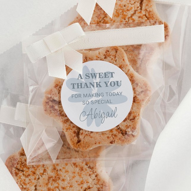 Moderne Dankeschön an Pastel Blue Daisy Blume Runder Aufkleber (Von Creator hochgeladen)