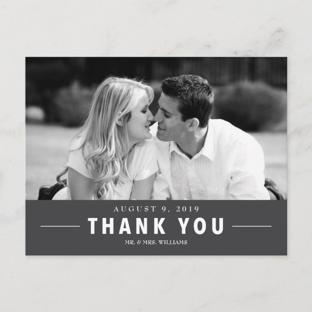 Moderne Dankeschön für die Hochzeit von Postkarte  (Vorderseite)