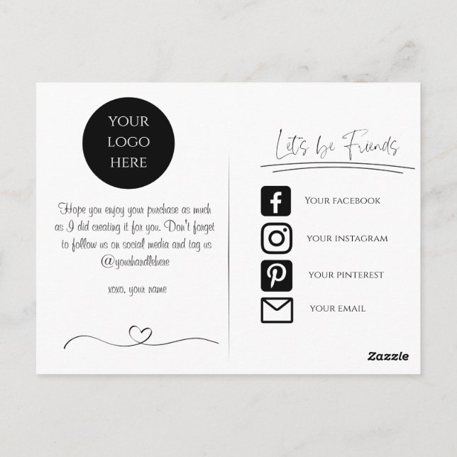 Moderne Dankeschön-Karten für kleine Unternehmen Postkarte (Rückseite)