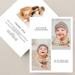 Moderne Dankeskarten für Baby Shower mit 3 Fotos