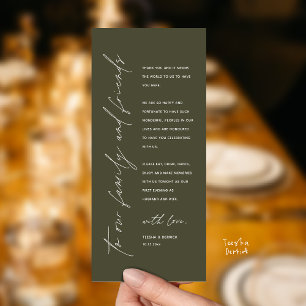 Moderne Dankeskarten für das Hochzeitsdinner Programm