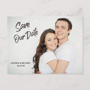 Moderne Dark Brush Script Save the Date Hochzeit Postkarte