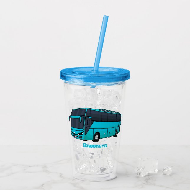 Moderne Darstellung des Cartoon von Personenbussen Acryltrinkbecher (Rückseite Ice)