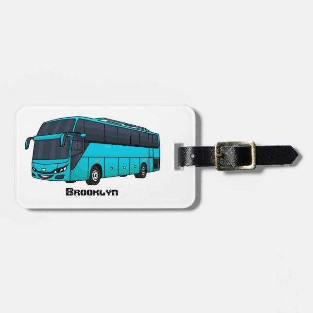 Moderne Darstellung des Cartoon von Personenbussen Gepäckanhänger (Vorderseite horizontal)