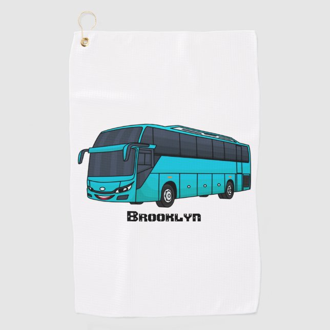 Moderne Darstellung des Cartoon von Personenbussen Golfhandtuch (Vorderseite)