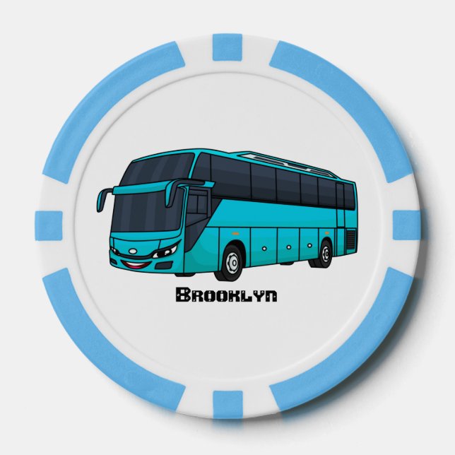 Moderne Darstellung des Cartoon von Personenbussen Pokerchips (Vorderseite)