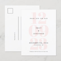 Moderne Datumsumzahl Typografie Save the Date rosa