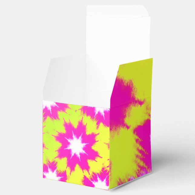 Moderne Dazzle Rose Grün Gelbe Gefärbte Krawatte Geschenkschachtel (Geöffnet)