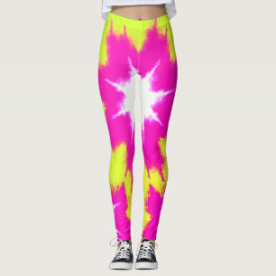 Moderne Dazzle Rose Grün Gelbe Gefärbte Krawatte Leggings