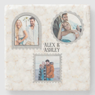 Moderne Deco Art Custom Foto Name Design Steinuntersetzer
