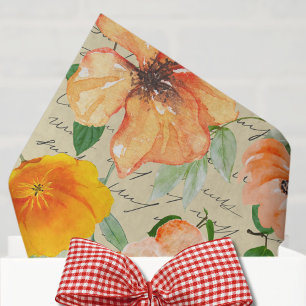 Moderne decoupage Gelbe Blume-Schriftzeichen Seidenpapier